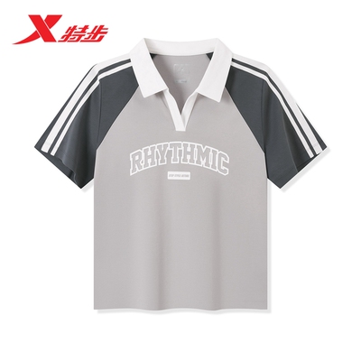 特步POLO衫女2026年夏季新品官方短款女装运动短袖975228020497