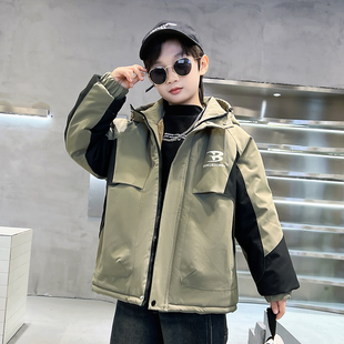 男童外套秋冬款2026新款儿童冬装加绒加厚派克服大童冬季防风棉衣