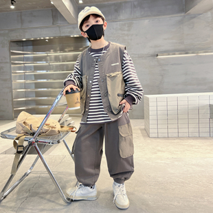 儿童装男童春装套装2026新款帅气中大童男孩春季休闲衣服三件套潮