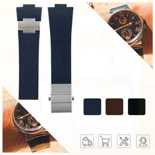 橡胶硅胶表带男适配雅典航海经理人潜水1183系列手表25*12mm胶带