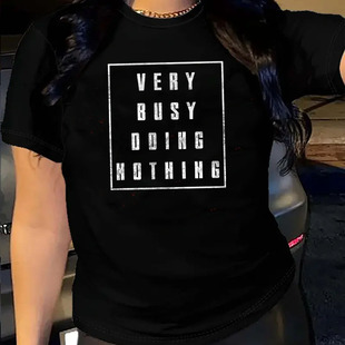 Women 圆领t恤女VERY 短袖 BUSY shirt纯棉宽松薄款 欧美女装