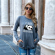 女装 2020冬季 t恤女 口袋卫衣可爱熊猫印花宽松圆领长袖 新款