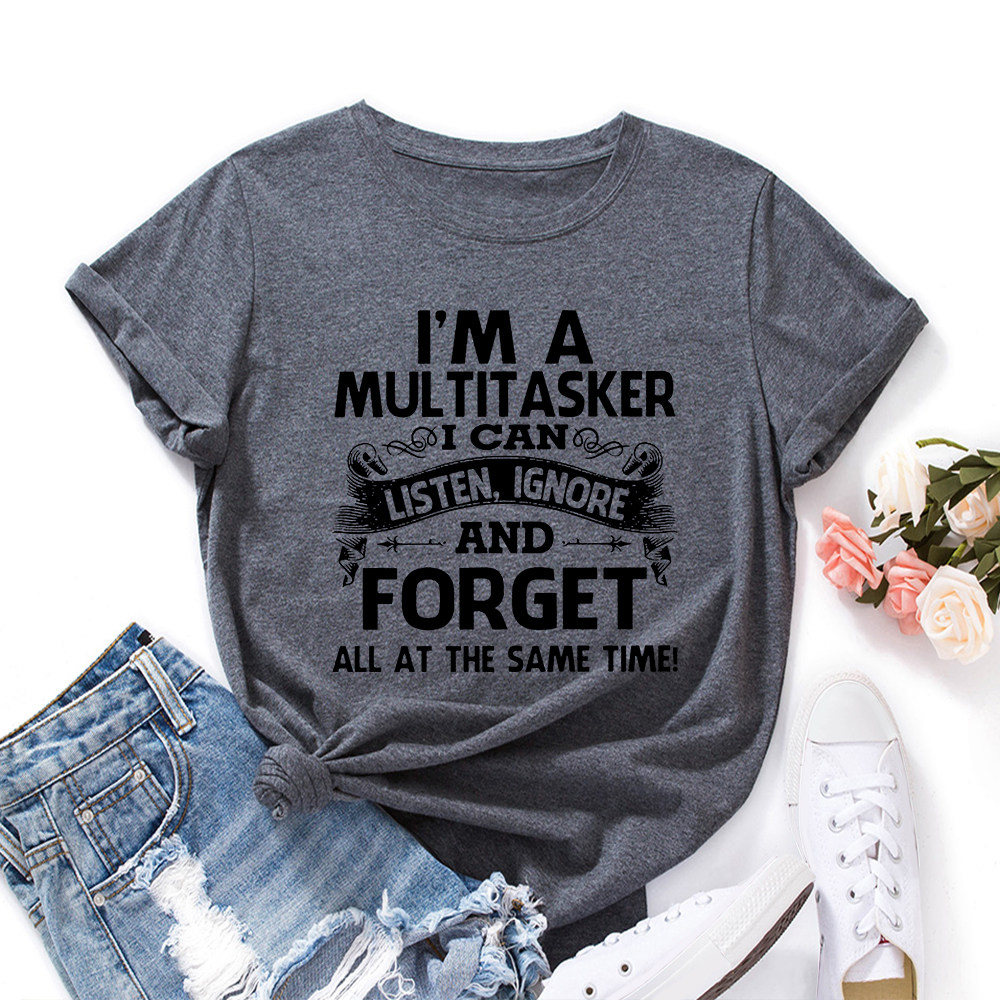 欧美女装Women T-shirt纯棉宽松薄款短袖圆领t恤女字母印花