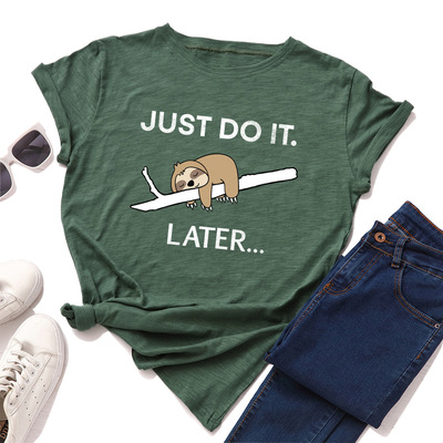 欧美纯棉女装宽松薄款短袖