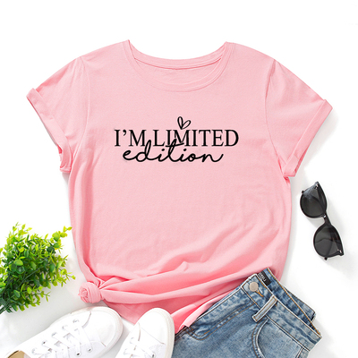 欧美女装宽松薄款短袖圆领T恤