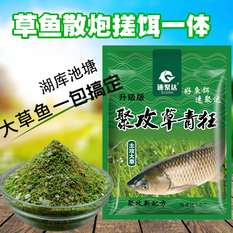 主攻大草鱼饵料聚攻草青狂钓鱼散货工厂搓饵散炮一体草鳊饵料钓鱼