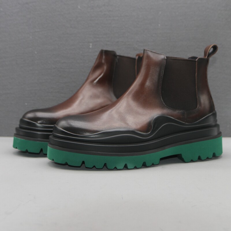GUANGZHOU HIGH-END LEAKAGE FOREIGN TRADE PROCESSING LEATHER MENS BOOTS WINTER THICK-SOLED COMFORTABLE CHELSEA BOOTS HIGH-TOP MARTIN BOOTS