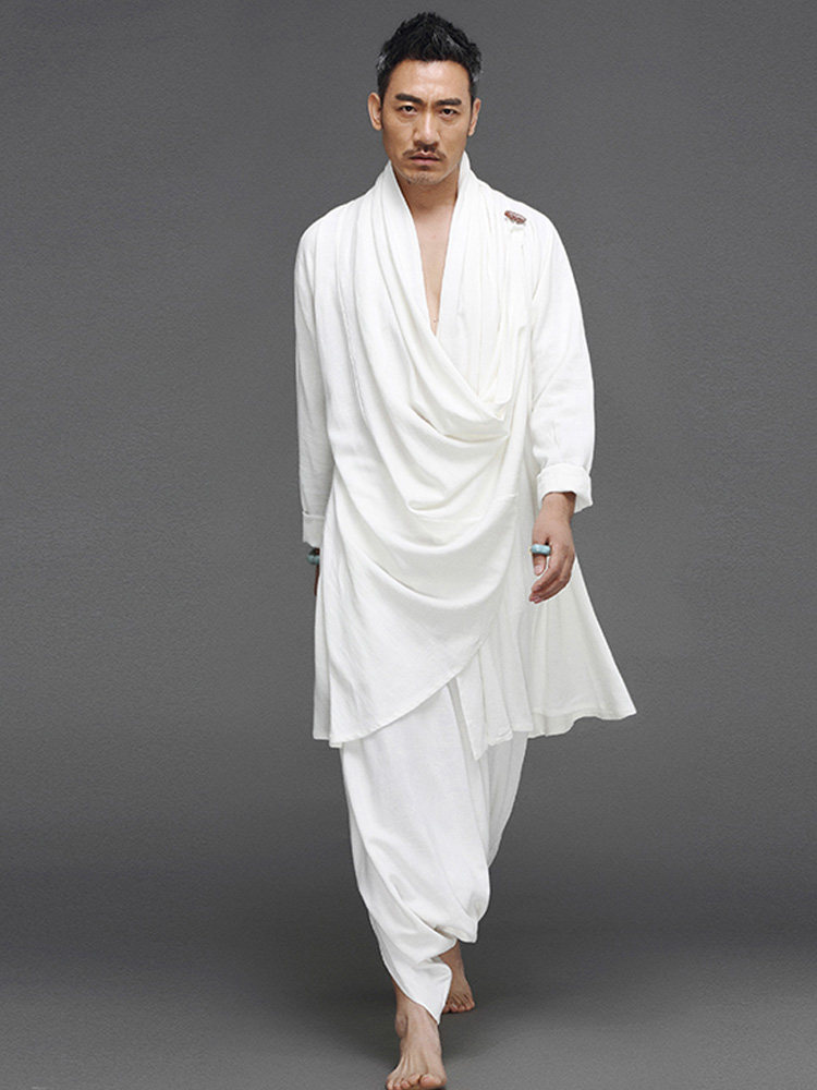 套装中国风男装复古棉麻禅修居士汉服