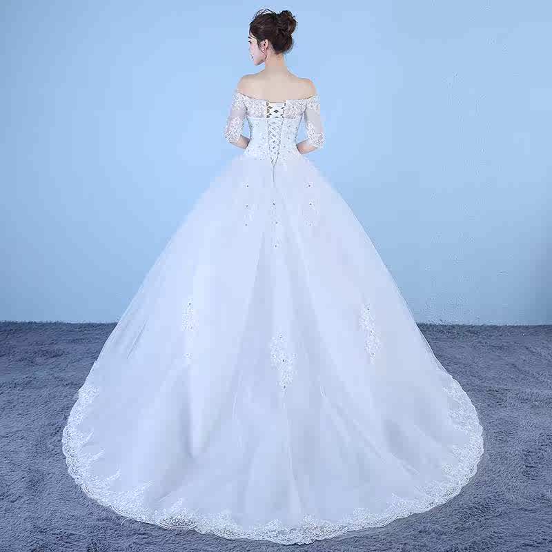 2018 summer new pattern bride marry full dress Korean one word Shoulder strap Long sleeve Qi Di Tailing pregnant woman Wedding dressin the Women's clothing/Boutique , Wedding/Cheongsam/Formal dress , Wedding  category - from Buy2taobao.com to provide professional Taobao agent buy service