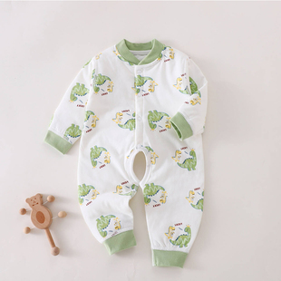 40克无骨婴儿衣服薄棉连体衣开裆春秋冬纯棉爬服宝宝夹棉保暖哈衣