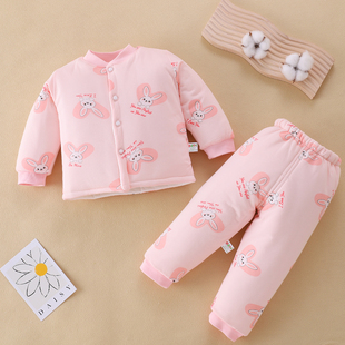 婴儿棉衣冬季夹棉两件套装儿童棉袄两件套男女宝宝秋冬南极棉衣服