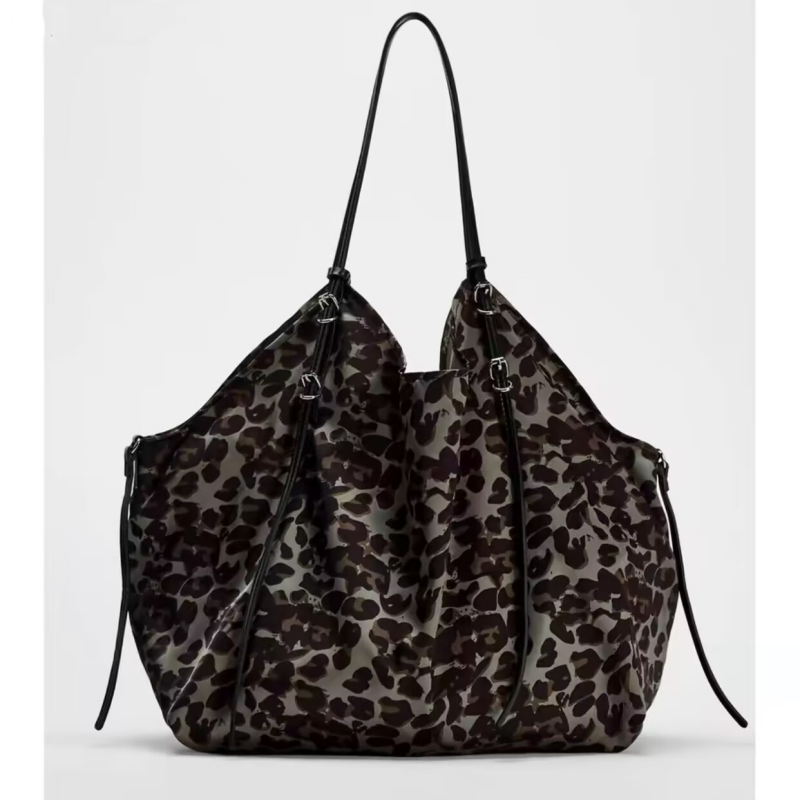 豹纹单肩包休闲托特包