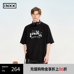 上衣情侣XRF2010967 INXX 230g重磅短袖 T恤拉浆立体印花插肩袖