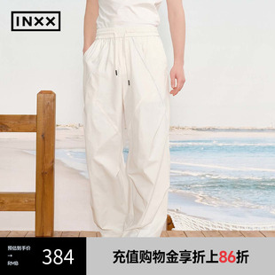 腿打褶结构设计直筒长裤 裤 INXX XRF2230858 反光撞色嵌条休闲裤