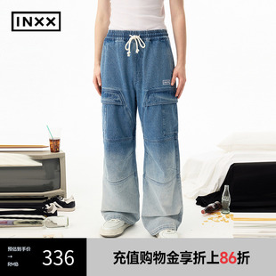 男女同款 直筒长裤 INXX XRF1220535 潮牌复古做旧水洗牛仔长裤