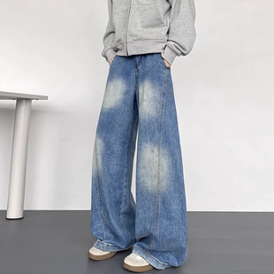 STREET美式 潮牌宽松阔腿长裤 风高街弯刀牛仔裤 秋冬新款 男士 INXX