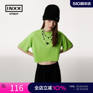 潮牌23夏新品 HIP&BONE T恤女短款 inxxstreet 印花短袖