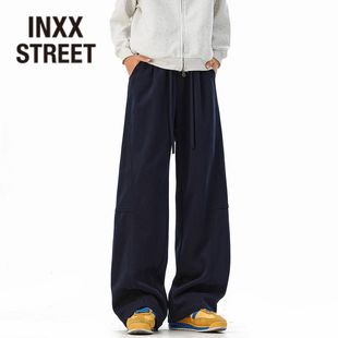 加绒阔腿运动休闲长裤 男女秋冬新款 STREET重磅解构弯刀卫裤 INXX