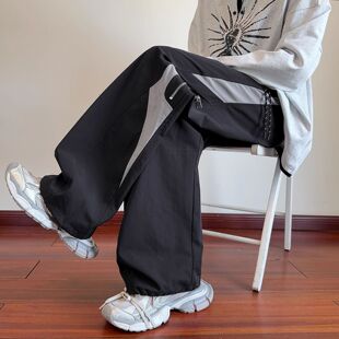 STREET秋冬季 加绒直筒休闲长裤 新款 伞兵冲锋裤 子 潮牌男美式 INXX