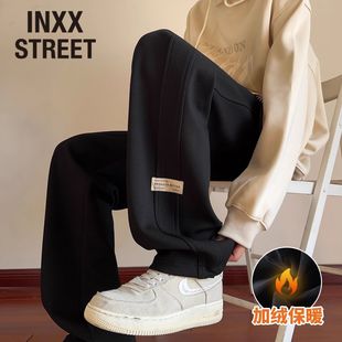 潮牌运动休闲直筒宽松垂感加绒阔腿长裤 INXX 秋季 新款 STREET男士