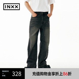 男女同款 手缝钻水洗牛仔长裤 INXX APE4221323 APYD潮牌24冬新品