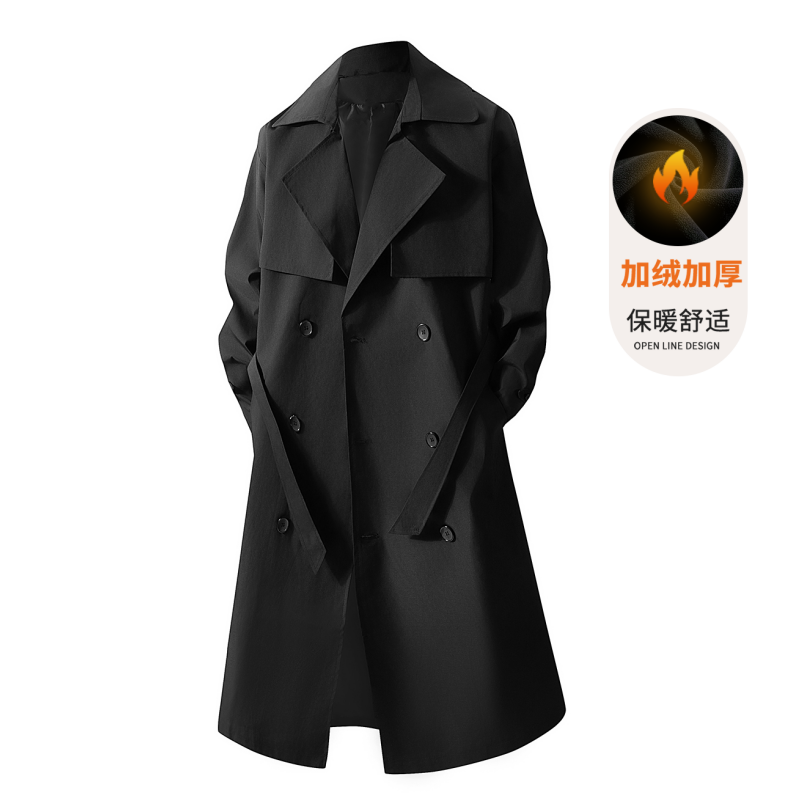 INXX STREET加棉中长款风衣外套男秋冬季潮流日系高级感过膝大衣