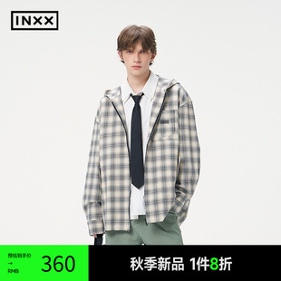 连帽拉链外套男女同款 衬衫 INXX XRF3141258 复古格纹泡泡纱长袖