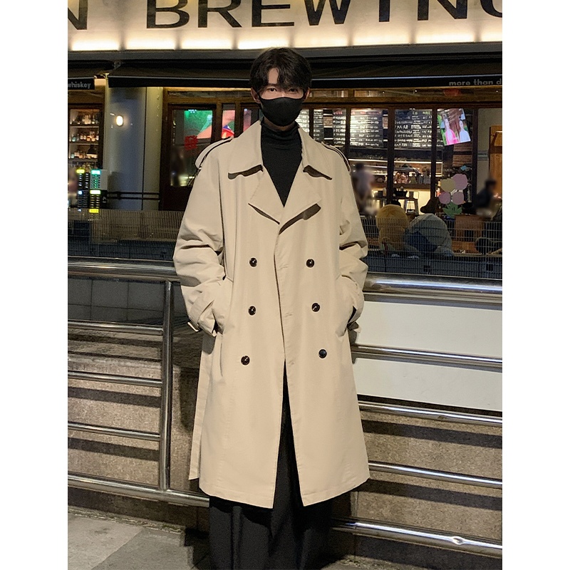 INXX STREET复古双排扣风衣男士春秋简约中长款英伦风大码外套