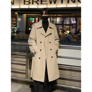 英伦风大码 春秋简约中长款 外套 STREET复古双排扣风衣男士 INXX