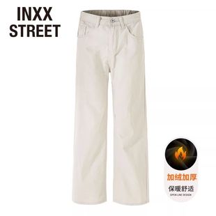 秋冬季 潮牌男装 新款 宽松百搭加绒长裤 INXX 子直筒裤 STREET牛仔裤