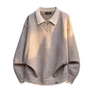 休闲宽松潮流毛衣 秋冬男士 INXX STREET日系复古拼色假两件针织衫