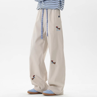 潮牌直筒长裤 INXX 男女夏季 格子拼接刺绣休闲裤 STREET腊肠狗美式