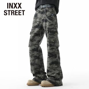 裤 袋工装 男士 秋冬新款 INXX 高街潮牌直筒微喇休闲裤 STREET迷彩裤