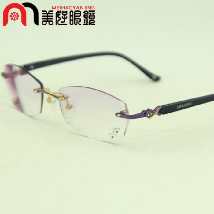 正品凡客生活切边镶钻无框架眼镜.定制近视眼镜3376