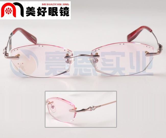 云克韩国无框切边镶钻近视眼镜