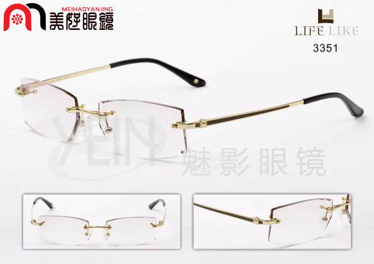 正品凡客生活切边镶钻无框架眼镜.定制近视眼镜3351