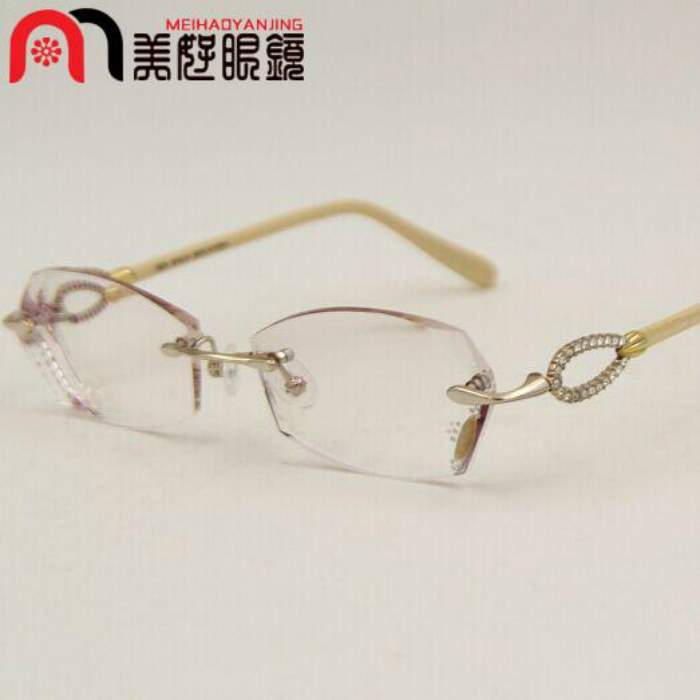 正品 韩国进口YEIN魅影无框切边镶钻近视眼镜8272 高档工艺眼镜女