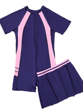 一套衣服2种穿法微胖女童泳衣