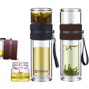 正品水晶富光泡茶师 双层玻璃杯G1609-290过滤茶杯 男女士水杯子