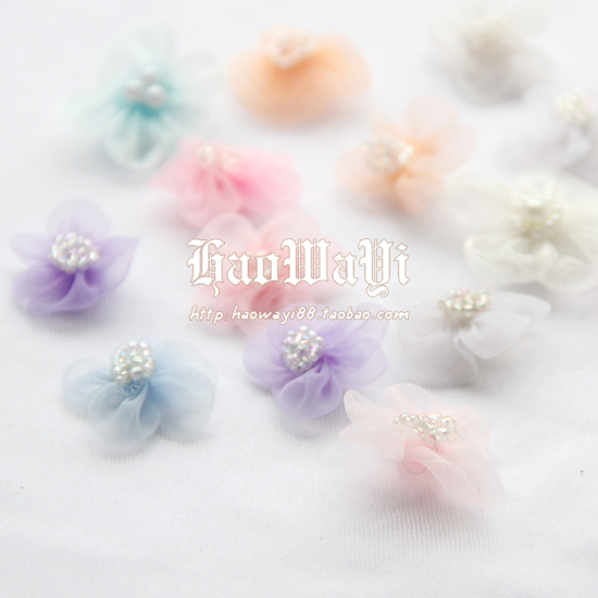 diy娃衣服装辅料 手工雪纺珠新五瓣花朵20朵 多色大概直径约3cm
