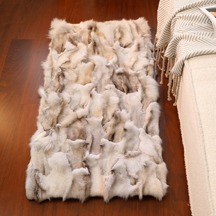 轻奢摩卡狐狸毛地毯床边毯卧室长条皮草地毯脚垫衣帽间地垫立体感