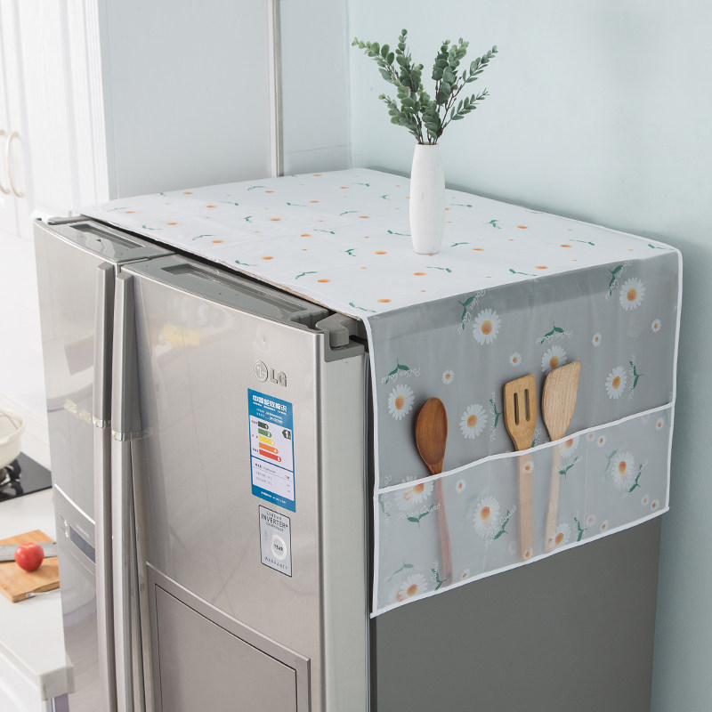 家用防油冰箱罩挂袋可收纳双开门冰箱罩收纳袋防水冰箱盖布防尘罩