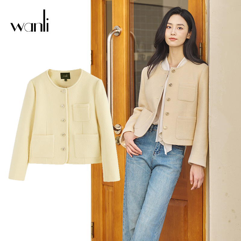 万丽绵羊毛短款日常甜美百搭外套