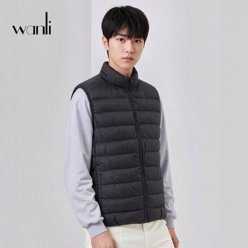 万丽男士立领轻薄羽绒马甲舒适