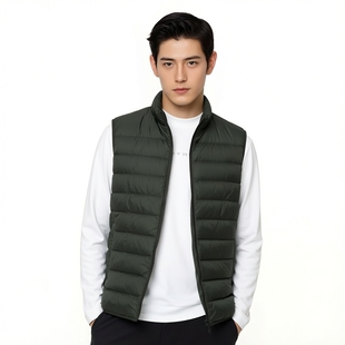 万丽（服饰）25冬男装立领轻薄羽绒马甲柔软舒适外套男款