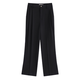 万丽（服饰）女装 新款黑色阔腿裤女长裤薄款垂感休闲裤