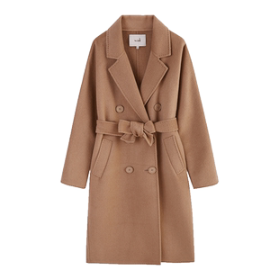 万丽(服饰)双面呢大衣女长款羊毛大衣外套毛呢女大衣