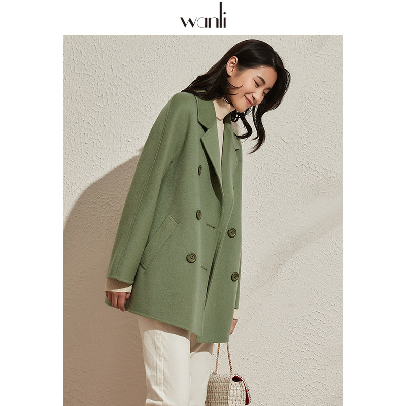 万丽（服饰）秋冬款2020双面呢中款羊毛羊绒大衣宽松女外套