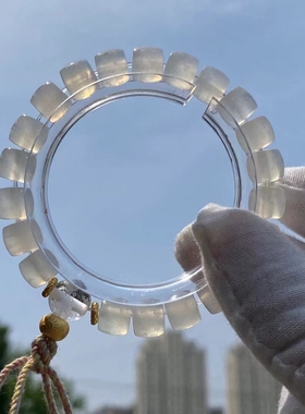 花道语阁藏式民族风白玛瑙直切白度母手串藏式手搓棉线流苏