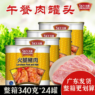 烧烤涮菜火锅食材开罐即食 整箱装 天龙牌火腿猪肉罐头340g 罐装